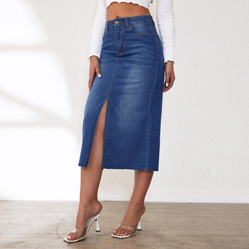 Gonna Lunga di Jeans Retro Americana Spaccata per Donna (Collezione 2025)