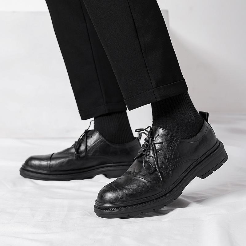 Men's Shoes Spring New Casual Shoes Brock Small Leather Shoes Business Dress Leather Shoes Men's Lace-up Loafers Men's