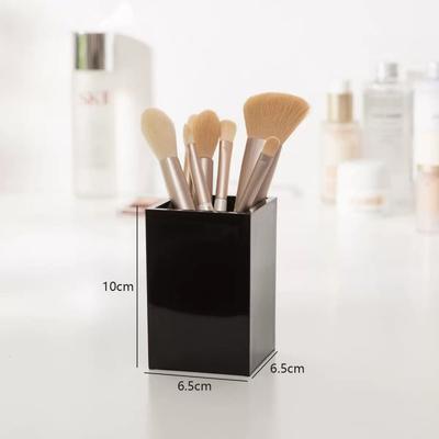 Black Makeup Brush Holder Organizer Square Acrylic Cosmetic Brushes Tools Storage Organizer Desk Storage for Office School Home