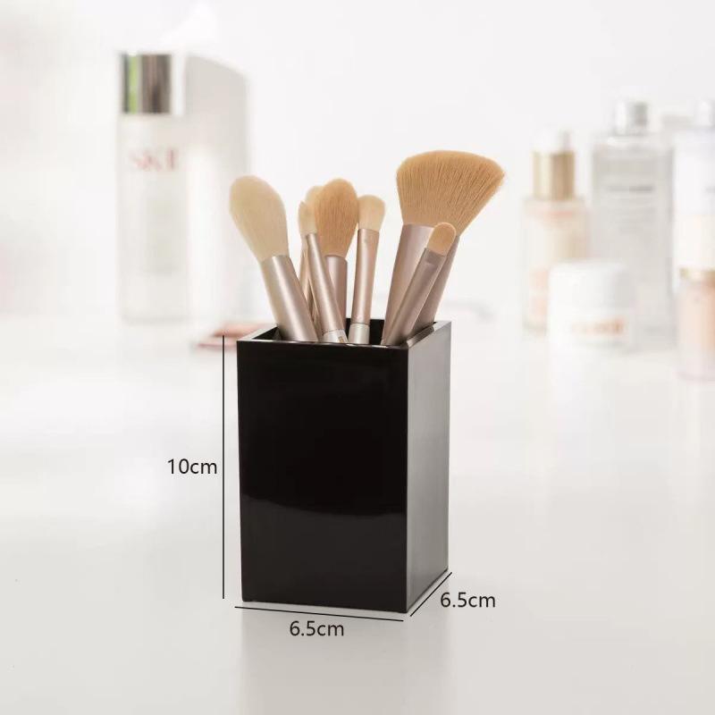 

Black Makeup Brush Holder Organizer Square Acrylic Cosmetic Brushes Tools Storage Organizer Desk Storage for Office School Home