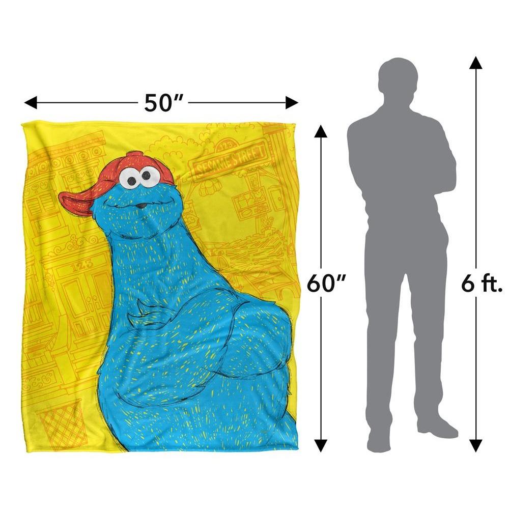 Sesame Street On The Streets Silky Cookie Monster Supersoft Blanket