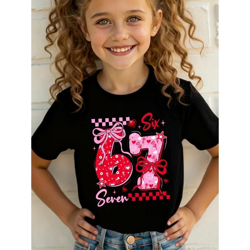 Moda Estiva Bambina T-shirt a Maniche Corte Stampa Cartone Animato Casual Versatile
