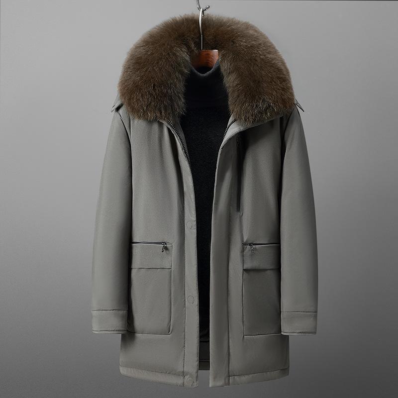 Middle-aged and Elderly Dad's Down Jacket Winter Men's Down Jacket Mid-length Thickened Large Size Jacket Casual Men's Fashion Trend