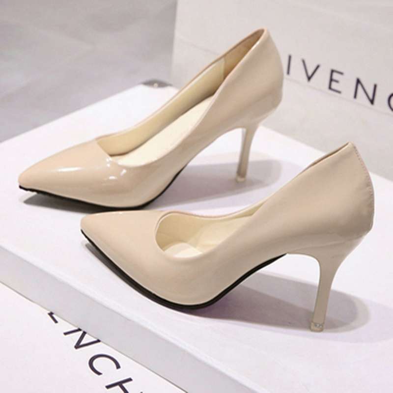High heels women's single shoes stiletto pointed low heels women's shoes white work shoes red wedding shoes bridesmaid shoes princess shoes