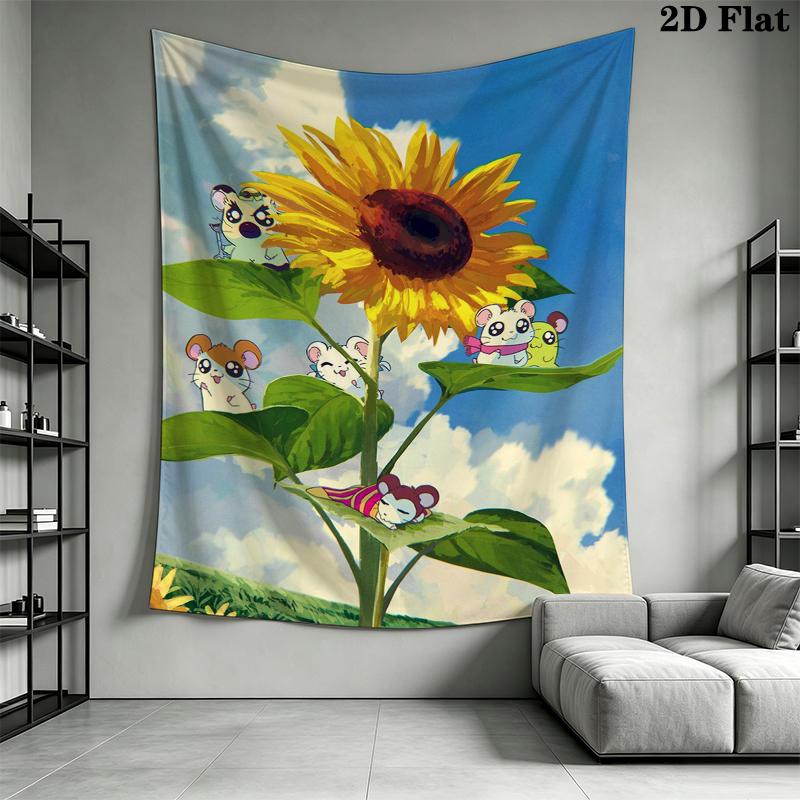 Hamtaro Wall Tapestry Aesthetic Wall Hanging Printed Fabric Blanket Decorative Tapestries for Bedroom Living Room Home Decor