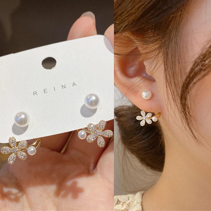 

Cute Korean Earrings Heart Bling Zircon Stone Rose Gold Color Stud Earring for Women Fashion Jewelry New Gift