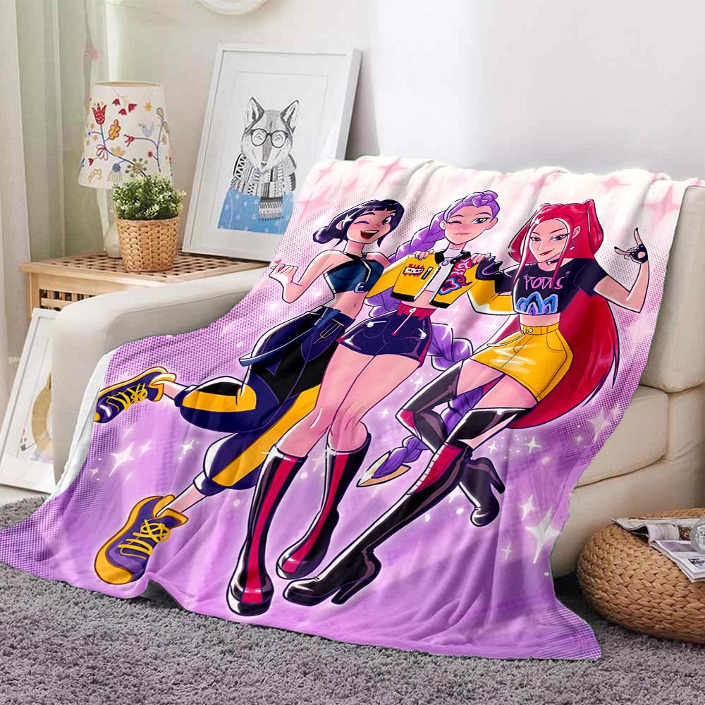 1pc Huntrix Flannel Blanket [Cozy Throw Blanket] For Sofa, Bed, Travel, Camping, Livingroom, Office, Couch, Chair, And Bed