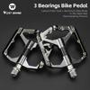 WEST BIKING 3 Bearing Bicycle Pedals Electroplated Aluminum MTB Road Bike Carbon Fiber Tube Anti-slip Pedals Bicycle Accessories