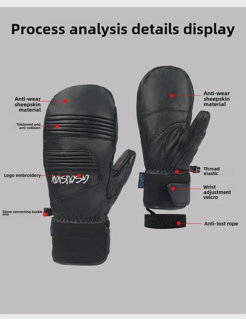 Windproof Waterproof Winter Ski Gloves: Thick, Warm, Wear-Resistant for Outdoor Sports, Mountaineering, and Cycling.