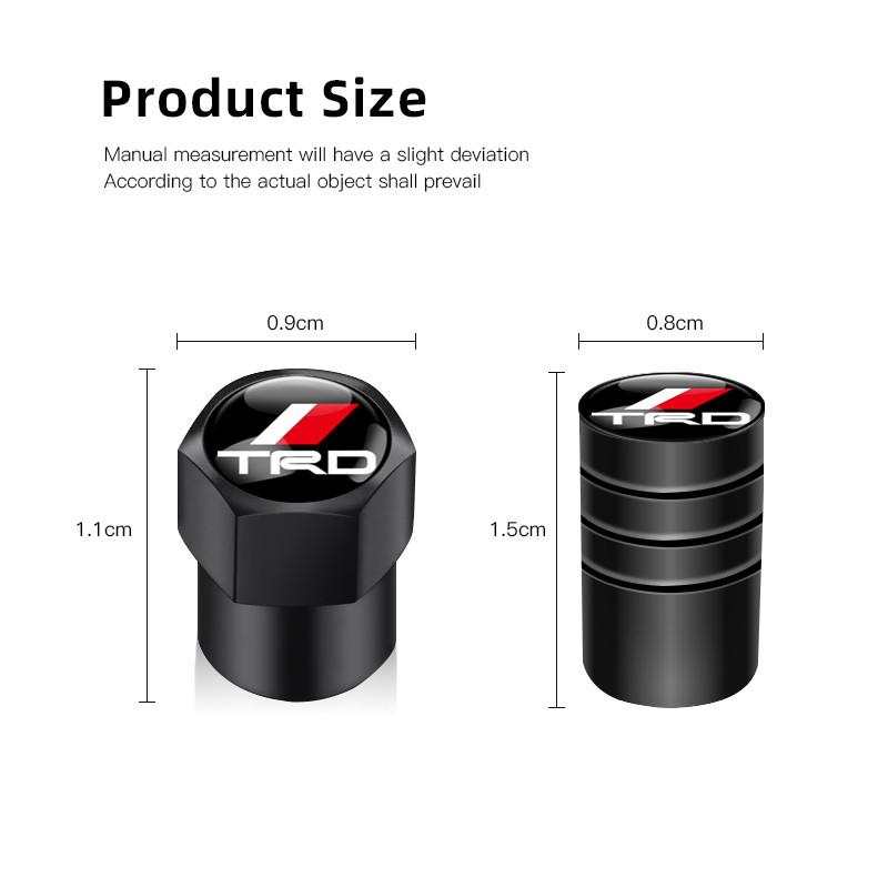 4pcs Car Badges Wheel Tire Valve Stem Caps Covers For Toyota TRD GR Sport Rav4 Corolla C-HR Yaris Hilux Crown Prius Auris