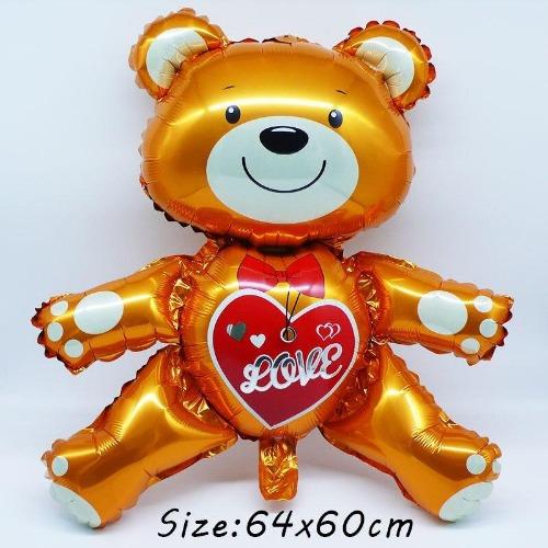 Love Heart Bear Foil Balloons Happy Birthday Valentine’s Day Party Decor Air Helium Globos Wedding Decorations Kids Toys Balloon