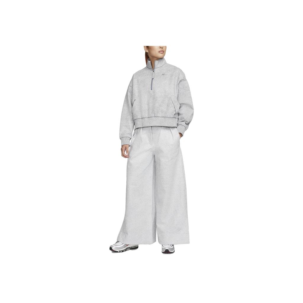 Nike Solid Color Elastic Waist Wide Leg Casual Pants Women bottoms White FB8362-084