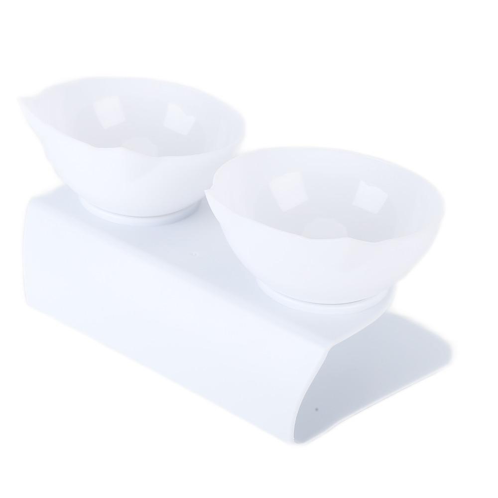 Slant mouth design Cat Feeding Bowl Cat ear shape Neck Protector Bowl  Cat daily feeding белый
