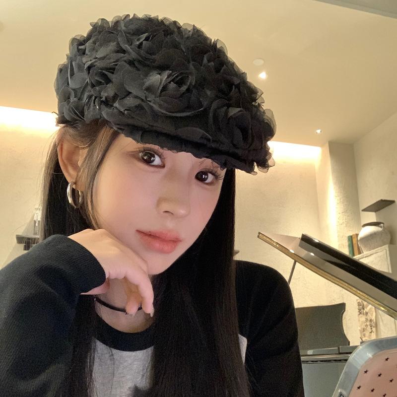 Summer Retro Flower Embroidery Forward Hat Children Go Out To Show Their Faces Small Versatile Fashionable Beret
