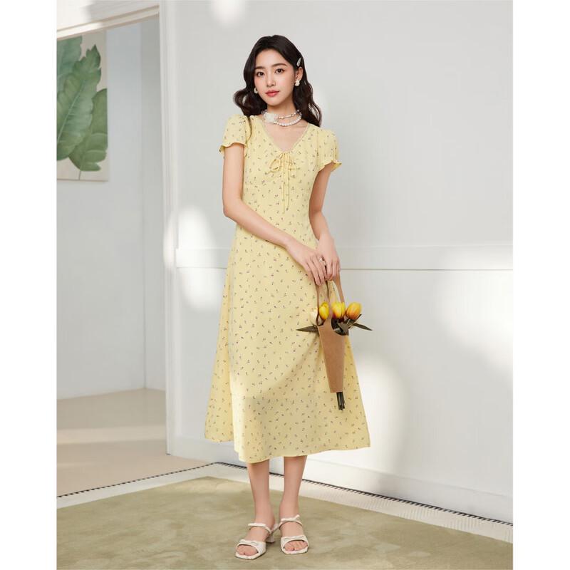 IEF French Holiday Floral V-neck Midi Dress