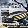 Portable COB Headlamp Sensor LED Head Flashlight Rechargeable Red and White Yellow Light Modes Outdoor Fishing Camping Lantern