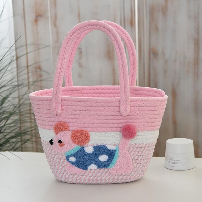 

Cartoon Handbag Large-capacity Woven Bag Women s Straw Tote Seaside Vacation Beach 31x18