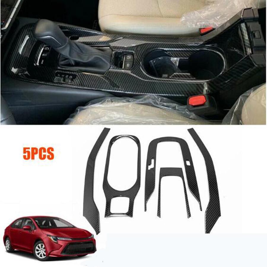 Carbon Fiber Look Gear Panel Cup Holder Cover Trim For Toyota Corolla 2019-2021