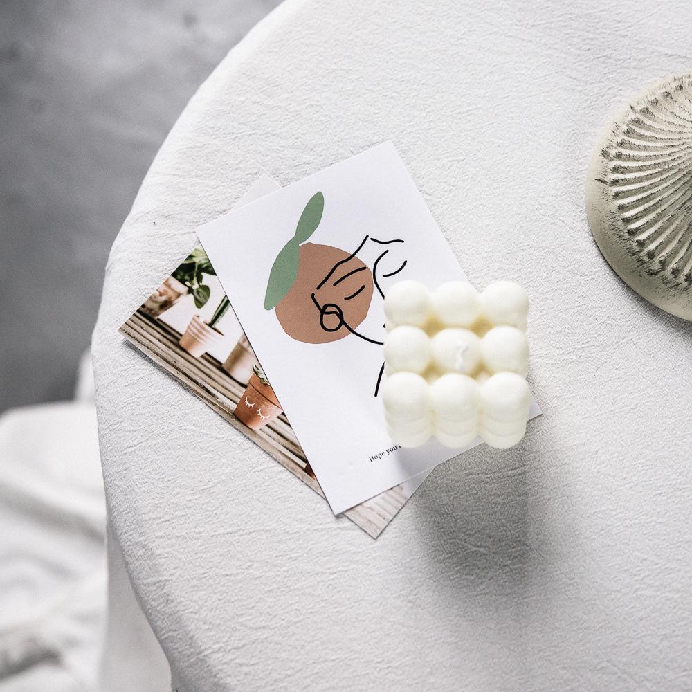 Lotus Leaf Small Round Table Coffee Table Tablecloth Literary Retro Solid Color Cotton and Linen Pastoral Tablecloth