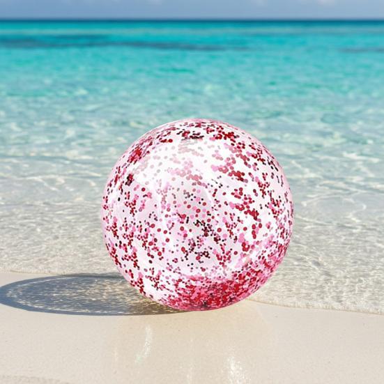 16/24-Zoll Aufblasbarer Glitzer-Strandball Auslaufsichere Klare Bälle mit Konfetti-Pailletten Kinder Erwachsene Sommer Strand Schwimmbad Party Spielzeug