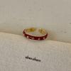 Vintage Red Drip Oil Open Ring Women Geometric Cool Sweet Exquisite Adjustable Band Fashion Accessory Christmas New Year Gift