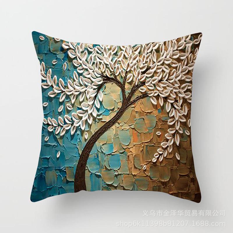 Neuer Ins Kissenbezug Nordisch Ölgemälde Baum Wohnzimmer Sofa Kissenbezug Schlafzimmer Nachttisch Kissenbezug