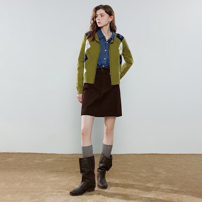 Chuyu Women's Green Poppy Embroidered Denim Shirt