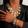 Stainless Stain Flower Jewelry Sets For Women 18K Gold Plated Chrysanthemum Necklace Bracelet Set Wedding Party Jewelry Gifts