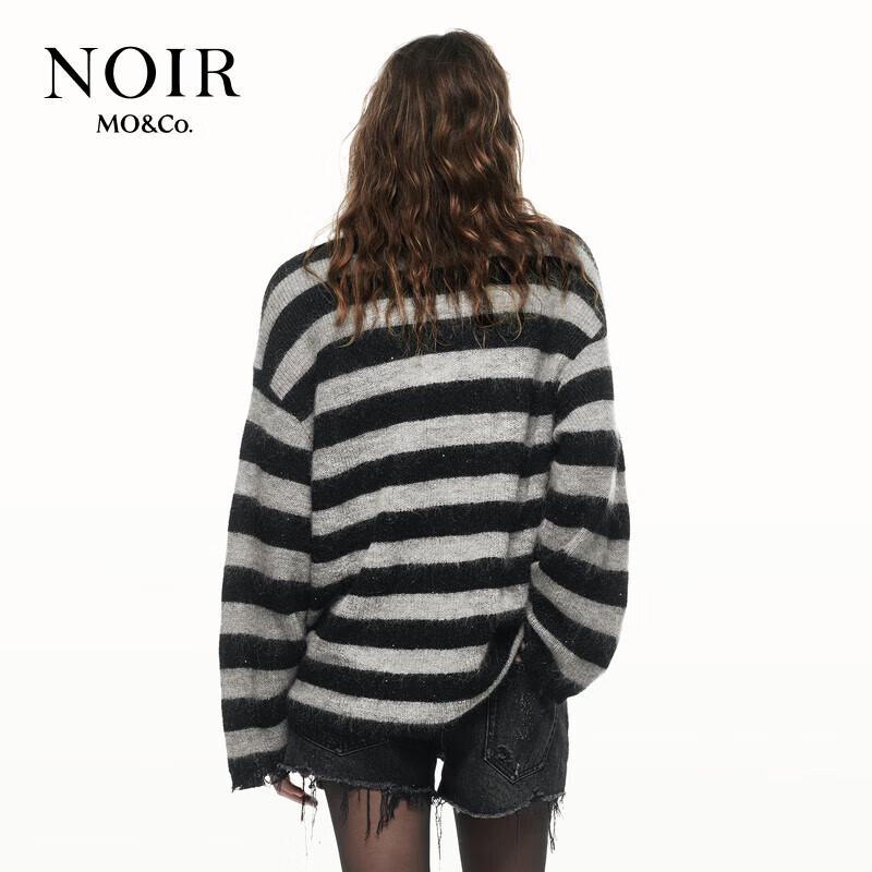 MO&Co. NOIR Series Mohair Wool Blend Striped Knit Sweater