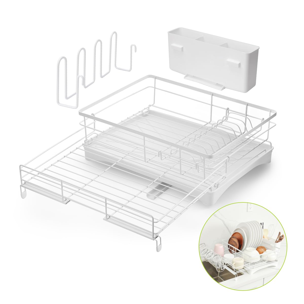 

Aieve Dish Over the Sink Dish Dish Space Water Large Expandable Chopstick Glass White Drainer, Drainer, Drying, Expandable, Saving, Flow, Capacity, белый