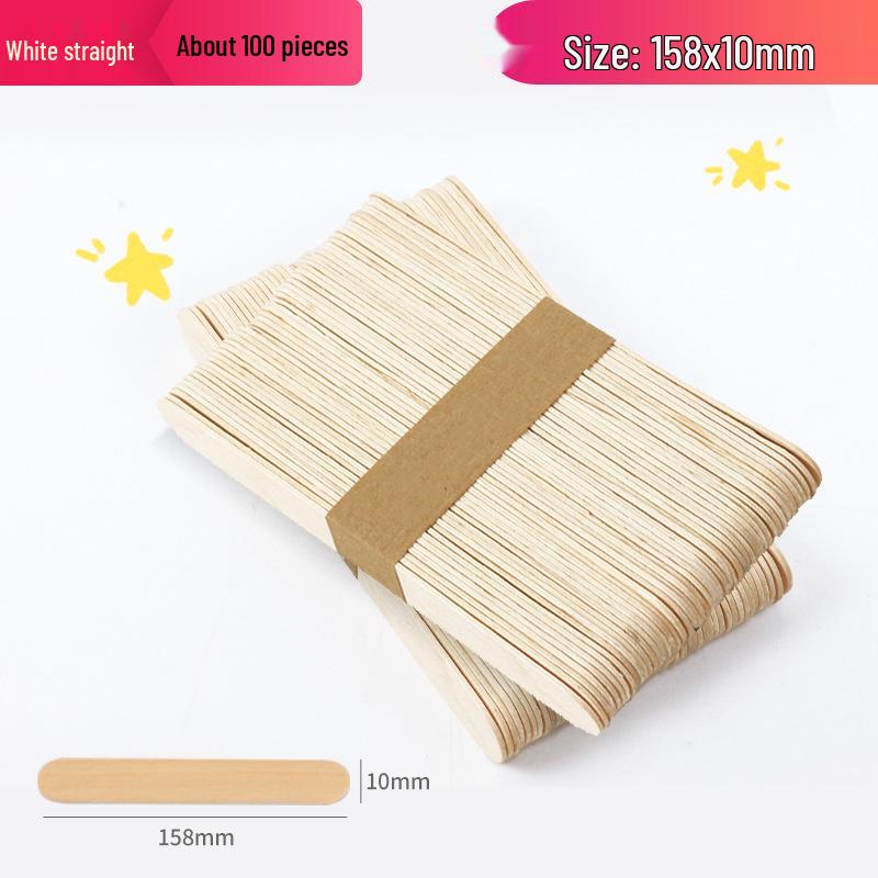 Natural Birch Wood Ice Cream Sticks, 50-Pack for DIY Models and Beauty Mixing