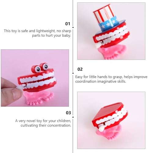 7pcs Wind Up Teeth Toy, Chattering Teeth Dental Care Demonstration Toy, Halloween Decoration, Party Favor for Kids Boys Girls Birthday