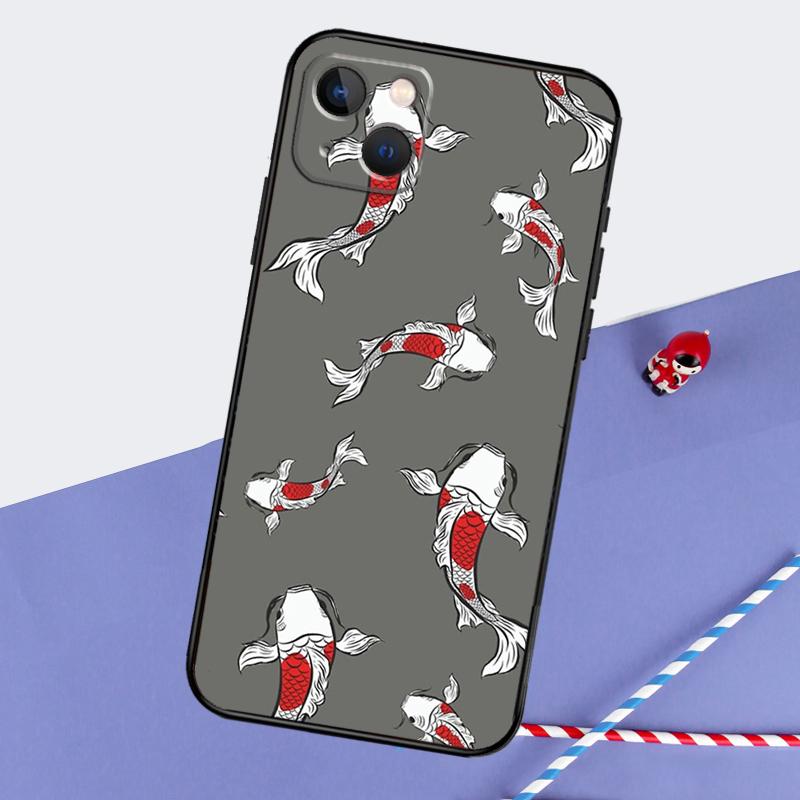 Koi Carp Fish Yin Yang Phone Case For iPhone 16 Pro Max 12 13 Mini 11 14 15 Pro Max XR 15 16 Plus 16e Back Cover