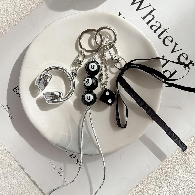Cute Creative 3D Earphones Beading Pendant Keychain Mobile Phone Chain Earphone Charm Backpack Hanging Decoration Accessories