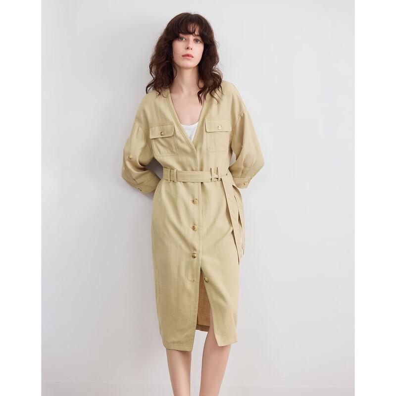 Demana Women s V-neck Windbreaker Style Midi Dress M
