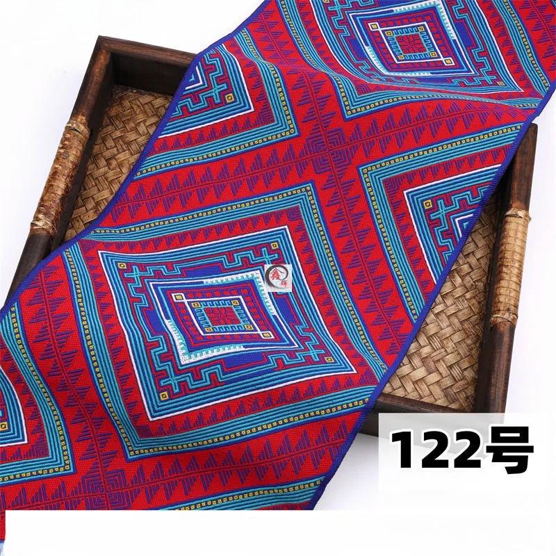 20 cm x 700 cm Hmong Stickerei Spitze Zubehör Miao Nationalität Kleidung Band Brokat Muster Tisch Flagge Wand Hängen Stoff