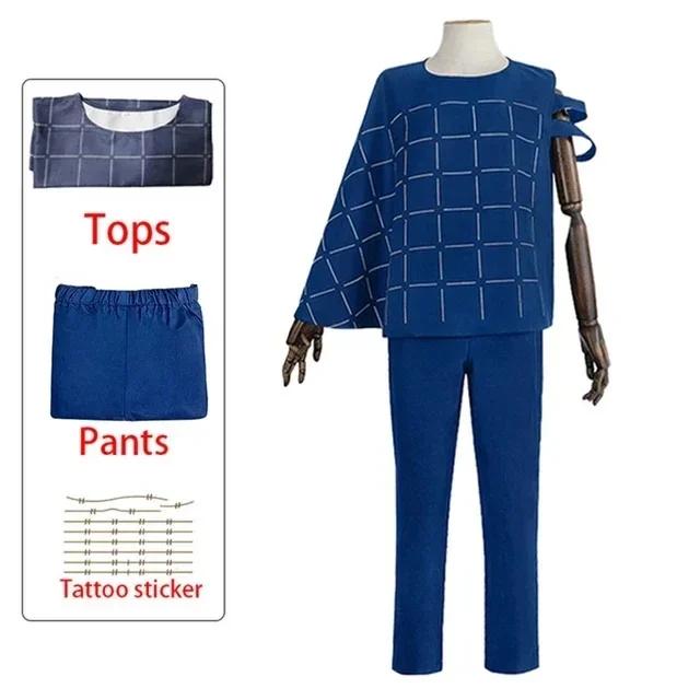 Jujutsu Kaisen Mahito Cosplay Kostuums Anime Pruik Top Broek Pak Halloween Kostuum Voor Mannen Carnaval Feest Rekwisieten M blue
