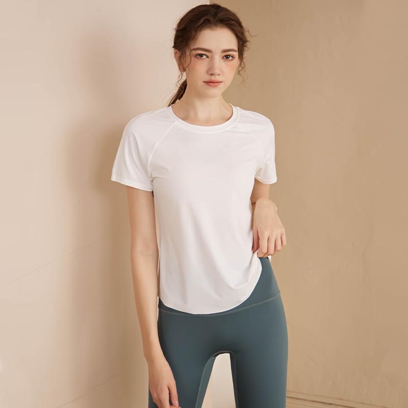 

Женский топ для йоги с плиссировкой и быстросохнущим эффектом Ice-Feel - Свободный, дышащий, с коротким рукавом L (110-125 lbs) белый