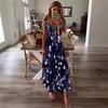 Damen Floral Maxikleid V-Ausschnitt Spaghettiträger Ärmellos Lockerer Schnitt Sommer Strandurlaub Langes Kleid