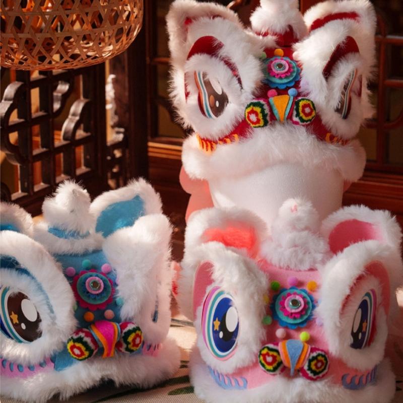 Nonwoven Chinese Lions Dance Hat DIY Lions Dance Cap Crafts Kit Chinese Dragon Head Cap Chinese New Year Decorations