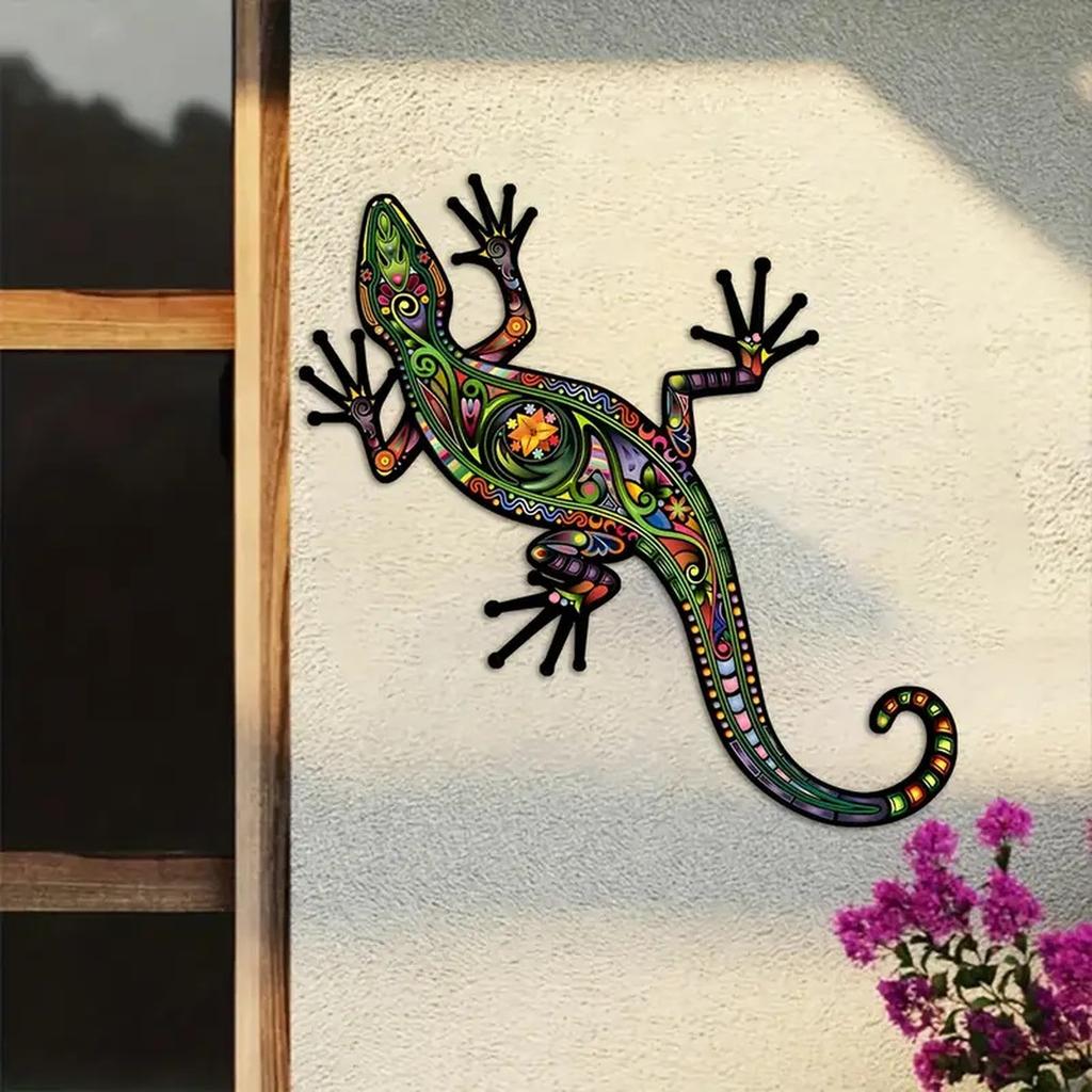Decorative Metal Wall Art Lizard Sculpture Artistic Geometric Design Modern Minimalist Wall Hanging Indoor Outdoor Home Decoration