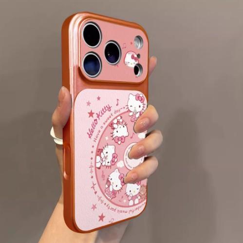 Applicable to iphone11pro mobile phone case music record Hello Kitty iPhone11 2-in-1 lambskin 11