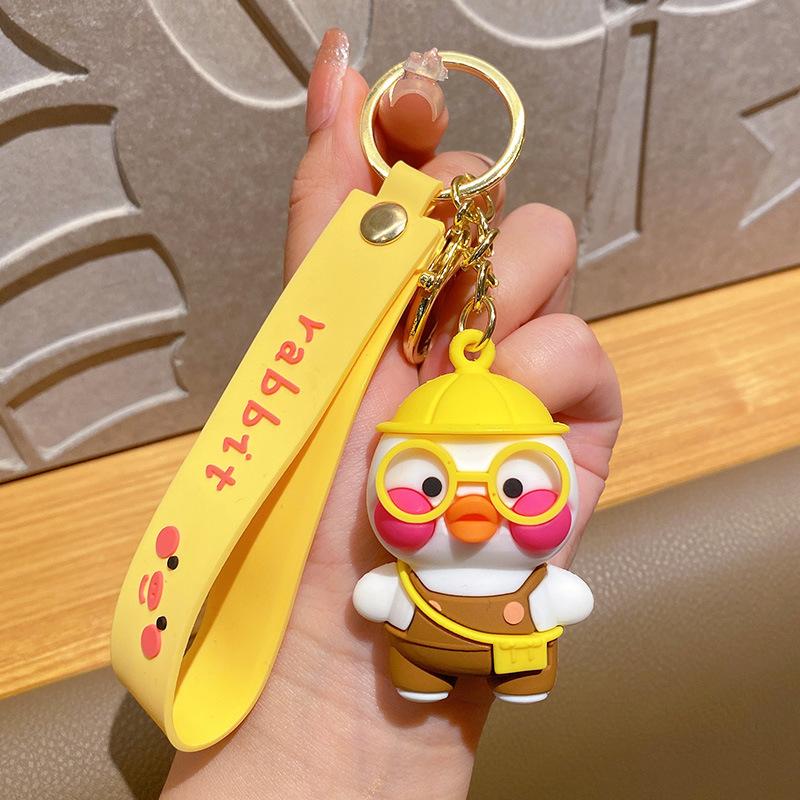 Cute Cartoon Yellow Duck Keychain Pendant Couple Car Bag Doll Key Chain Creative Small Gift opp bag packaging