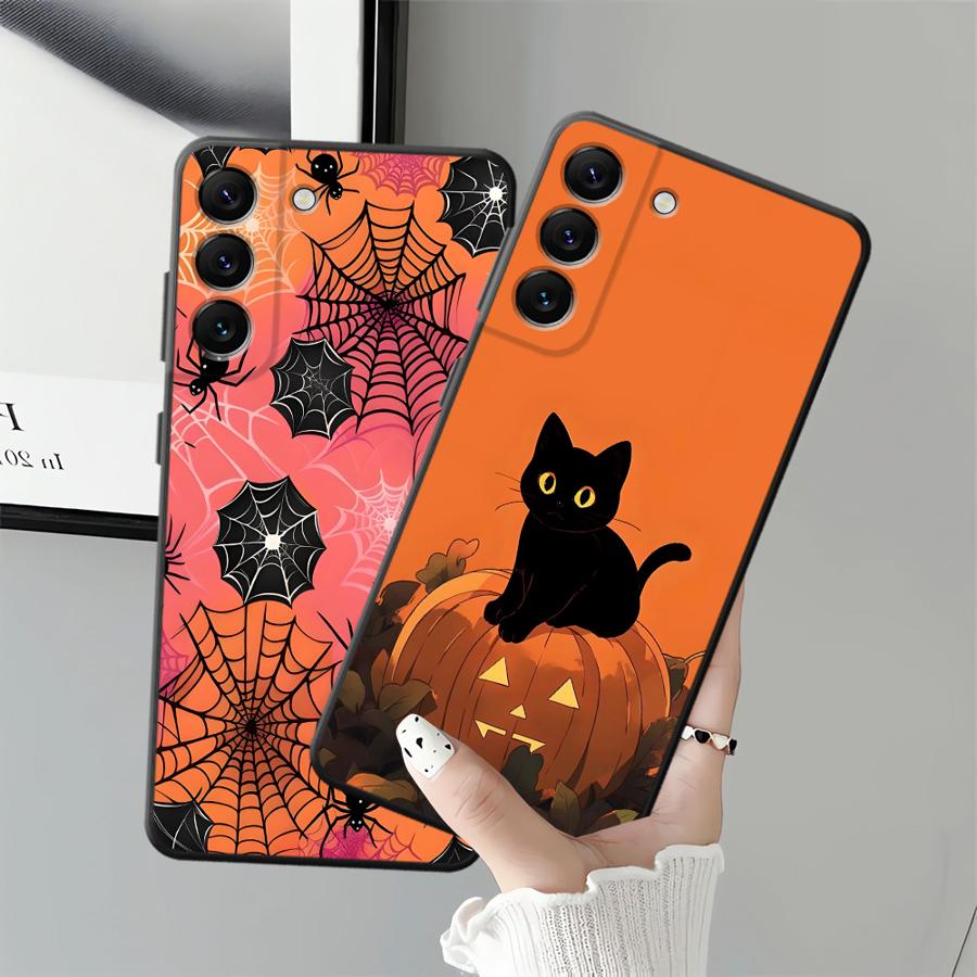 Pumpkin Spider Case for Samsung Galaxy A50 A10 A12 A40 A16 A06 A70 A04 A03 A20 A13 A05 A30 A15 Black Soft Phone Cover