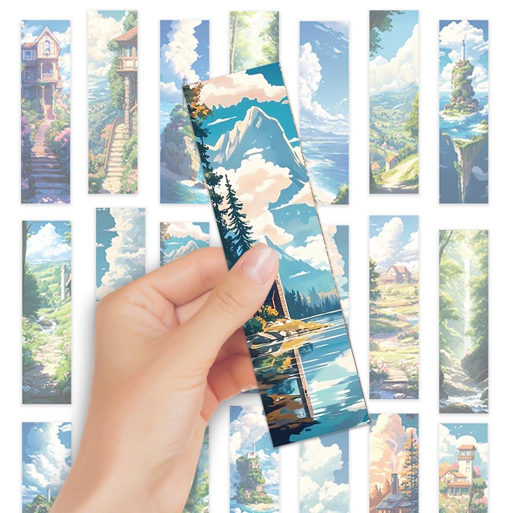 32 pcs, Anime Landscape Bookmarks, Blue Sky, Landscape, For Teachers, Readers and Lovers, Bookmarks, Gifts, Party, Birthday