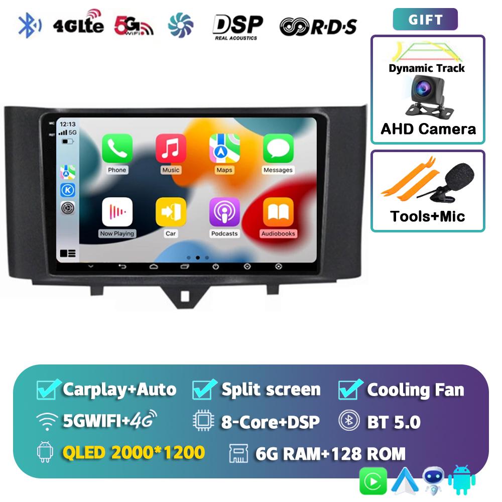 Android 14 Carplay Auto Car Raido For Mercedes Benz Smart Fortwo 451 2010-2015 Multimedia Video Player Autoradio GPS 4G Stereo