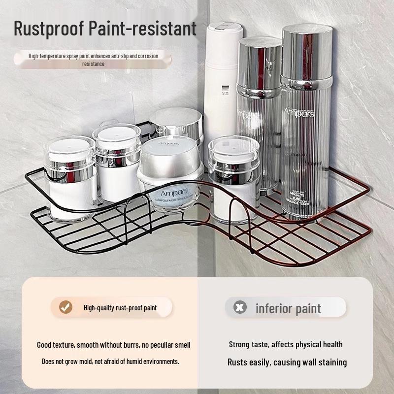 Bathroom Corner Wall Shelf, Punch-Free Mount, Washbasin Storage Rack