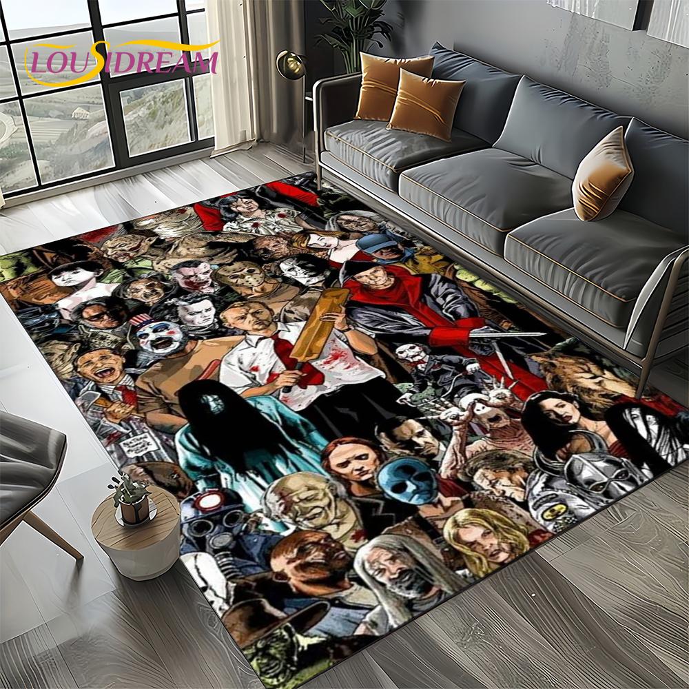 Hororový film Chucky Pennywise Halloween Postava Saw Koberec Kobereček pro Obývací pokoj Ložnici Domov Dekorace Pohovky, Protiskluzová Podložka na Podlahu