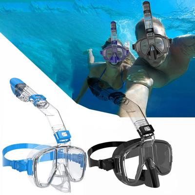 Máscara de buceo y esnórquel, conjunto de máscara de buceo antivaho plegable con sistema de secado completo en la parte superior, gafas de buceo para adultos, soporte para cámara de buceo