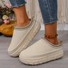 Fashion Women's Winter Embroidery Cotton Mules Slippers 2025 Soft Thick Bottom Indoor Slippers Warm Short Plush Designer Shoes for Woman